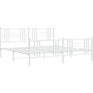 vidaXL - Bedframe - met - hoofd- - en - voeteneinde - metaal - wit - 183x213 - cm