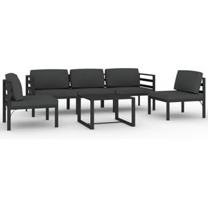 vidaXL 6-delige Loungeset aluminium antraciet Loungeset - Lounge Set - Aluminium Loungestoel - Buitendecoratie - Tuinlounge