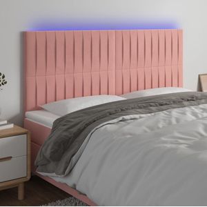 The Living Store Hoofdeinde LED 180x118/128 - Roze - Fluweel - Verstelbaar - Comfortabele ondersteuning - Snijdbare LED-strip - Incl - 2 LED-strips