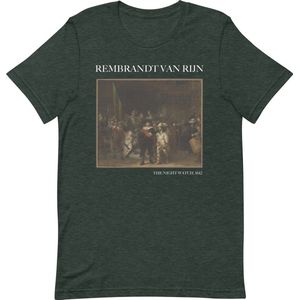 Rembrandt van Rijn 'De Nachtwacht' (""The Night Watch"") Beroemd Schilderij T-Shirt | Unisex Klassiek Kunst T-shirt | Heather Forest | S