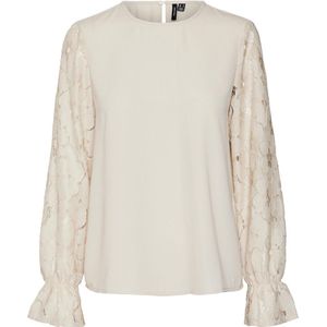 Vero Moda Blouse Vmseja Ls Lace Top Wvn Pa 10295889 Pumice Stone Dames Maat - S