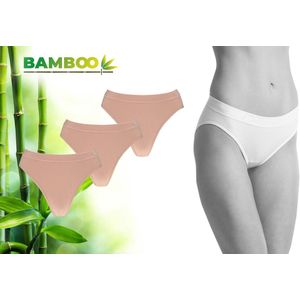 Bamboo Essentials - Naadloos Dames Ondergoed - Bamboe - 3 Stuks - Slips - Nude - M - Ondergoed Dames - Dames Slips