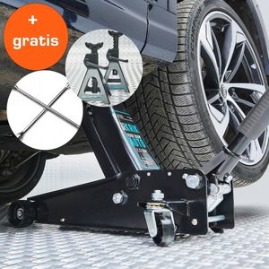 Datona® Autokrik 2,5 ton + kruissleutel + set assteunen - Zwart