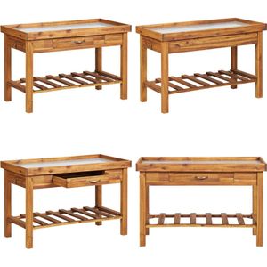 vidaXL Tuinwerkbank met zinken blad massief acaciahout - Oppottafel - Oppottafels - Plantentafel - Plantentafels