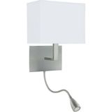 Searchlight HOTEL Slaapkamer Wandlamp met Leeslamp Zilver