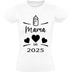 Mama in 2025 Dames T-shirt - moeder - bekend maken - zwanger - kindje - baby - in verwachting - zwangerschap