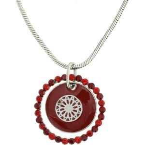 Behave - Ketting - Rode Ronde Hanger met Kristal Steentjes