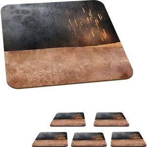 Onderzetters voor glazen - Abstract - Goud - Design - 10x10 cm - Glasonderzetters - 6 stuks
