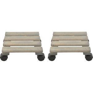 Esschert Design - Plantentrolley - Hout - Vierkant - 23 cm - 2x