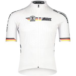 BIORACER Wielershirt Heren korte mouw - Official Team BDR - Model Icon - Iconische Witte Kleur - Wit - Maat XXL - Fietskleding voor Wielrennen