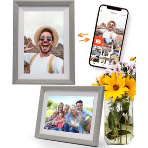 Digitale fotolijst met WiFi en Frameo App – 10.1 inch - Pora – HD+ -IPS Display – Zilver/Wit - Micro SD – Touchscreen