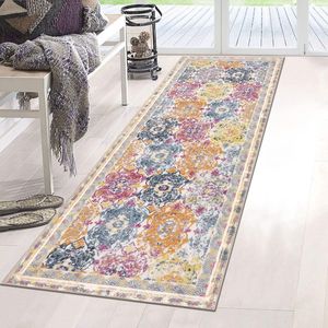 Tapijtloper voor hal, superzacht boho-tapijt, extra lange antislip traploper, machinewasbaar, keukentapijt, voor woonkamer, entree, wasruimte, balkon, 60 x 180 cm, kleurrijk