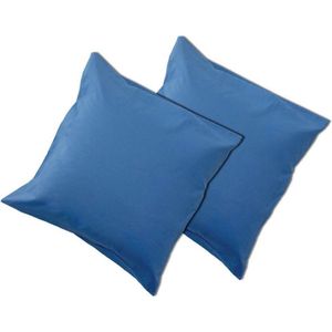 Sleepnight Kussensloop - 2 Pack bleu Effen Flanel - 63 x 63 cm - - 600739-2x-63 x 63 cm