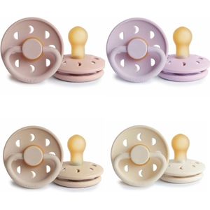 Frigg Moon Fopspeen set 4 stuks Soft Lilac,Blush,Croissant en Cream 0-6 maand maat 1