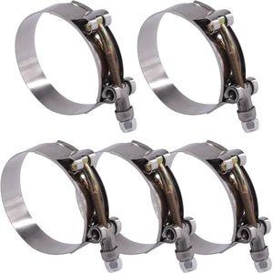 5Pcs 63-71mm RVS T-Bolt Slangklemmen Turbo Inlaat Zachte Slang Intercooler Klemmen