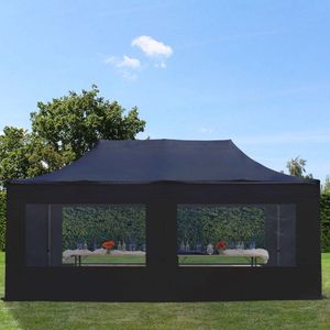 3x6 m Easy Up partytent Vouwpaviljoen, PREMIUM staal 40mm met zijwanden (panorama), zwart