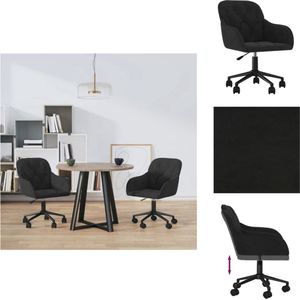 vidaXL Eetkamerstoelen - Zacht fluweel - Hoge flexibiliteit - Stevig en stabiel frame - Zwart 56x61x(78-86) cm - Eetkamerstoel