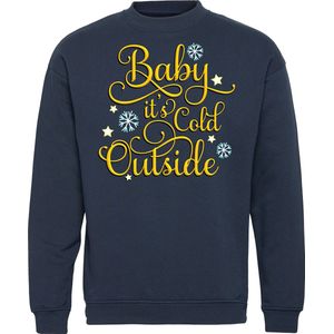 Kersttrui Baby Its Cold Outside | Foute Kersttrui Dames Heren | Kerstcadeau | Kerstpakket | Navy | maat XL