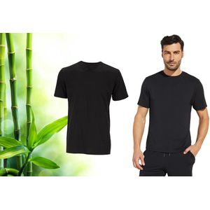 Bamboe Casual Heren T Shirt - Zwart - L - T Shirt Heren - Bamboo - Ronde Hals