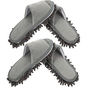 - 2 Paar Microfiber Floor Cleaning Mop Slippers - Wasbaar en Unisex- Afstoffen Slippers Haar Mop Schoenen Voor Slaapkamer Kantoor Keuken Huis Vloer