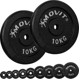 Halterschijven - Gewichten - Gewichten set - Gewichten fitness - Gewichten schijven - Gietijzer - 30 mm - 2x 10 kg - Zwart