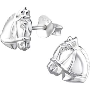 Joy|S - Zilveren paard oorbellen - 8 mm - paardenhoofd - oorknoppen