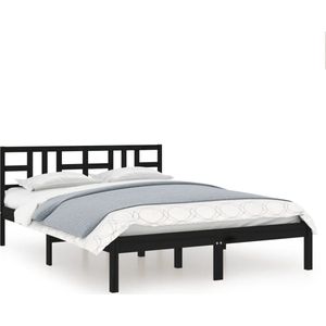 vidaXL-Bedframe-massief-hout-zwart-180x200-cm