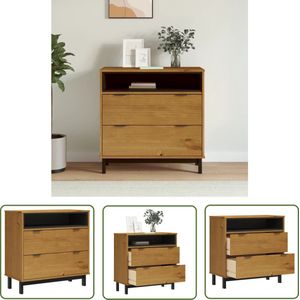 The Living Store Ladekast FLAM 80x40x80 cm massief grenenhout - Ladekast - Houten Kast - Grenenhouten Kast - Opbergkast - Salontafel