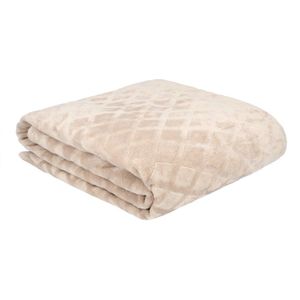 HOMLA Ross deken decoratief zacht aangenaam gevoel met patroon deken pluizige deken voor slaapbank voor vele interieurs 150 cm x 200 cm beige