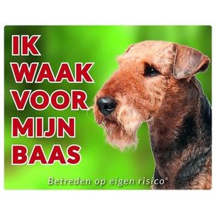 Airedale Terrier Waakbord - Ik waak voor mijn baas