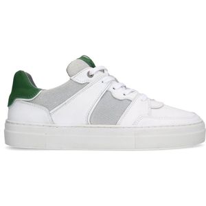 Sacha - Heren - Witte leren sneakers met groene details - Maat 43