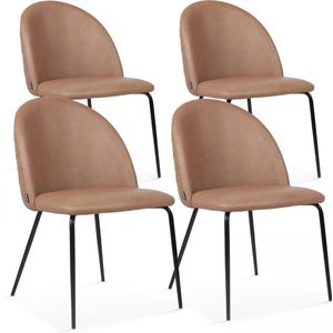 Oviala - Set van 4 stoelen in lichtbruin gecoat textiel