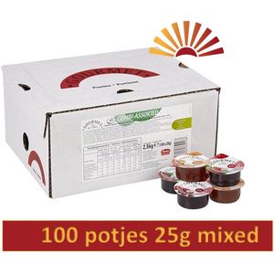 Gourmet confituur assortiment - individuele porties jam - 100 potjes van 25g = 2,5kg