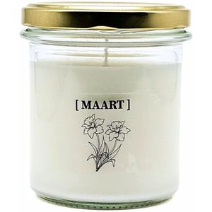 Candlelight-on - geurkaars met geboortebloem en geboortedatum - 29 maart - o.b.v. sojawas en etherische oliën