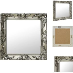 vidaXL Wandspiegel Barok - 50 x 50 cm - Zilver hout en glas - Spiegel