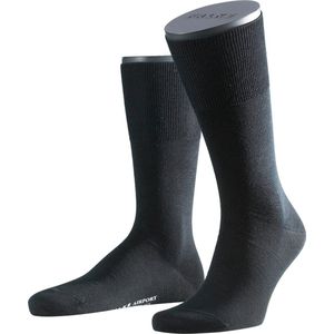 FALKE Airport warme ademende merinowol katoen sokken heren zwart - Matt 49-50