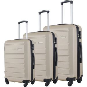 KOSMOS - Reiskoffer set - Koffers - 3 stuks - Reiskoffer met wielen - ABS - Met Slot - Beige