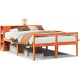vidaXL - Bed - met - boekenkast - zonder - matras - hout - wasbruin - 150x200 - cm