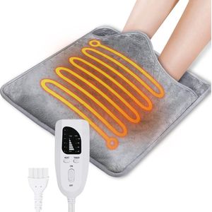 Geweldig Elektrische Voetwarmer met Automatische Uitschakeling en Snelle Opwarmfunctie - Wasbaar en Comfortabel voor Dames en Heren, Geschikt voor Voeten, Rug en Full Body - Grijs