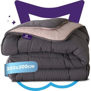 Slaapspeciaal All year dekbed enkel - eazydekbed ® Series Antraciet/Creme - Dekbed zonder overtrek | 200x200 cm - 30 dagen proefslapen - Hoesloos dekbed - Bedrukt dekbed zonder overtrek - Dekbed in kleur - Gekleurd dekbed - Tweepersoons Dekbed