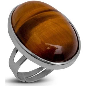 Zentana Tijgeroog Ring - Cabochon Edelsteen - Inzicht