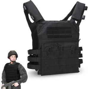 Outdoor gevechtsvest - CS tactisch vest lichtgewicht - bescherming plaat tactisch vest - compact Molle-vest voor CS Games Fan - militair en Airsoft jachtspellen Zwart Eén maat