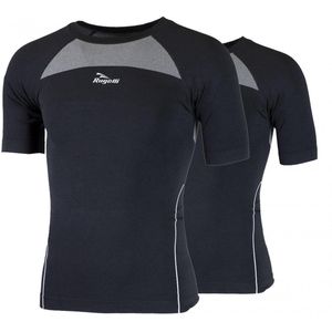 Rogelli Core 2-pack Ondershirt - Korte Mouwen - Unisex - Zwart - Maat 2XL