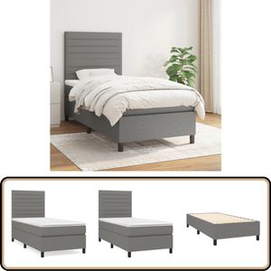 vidaXL Boxspring - Stof - Donkergrijs - 80x200 cm Boxspringbed - Boxsprings - Slaapkamer Meubels - Tweepersoons Bed - Donkere Kleuren