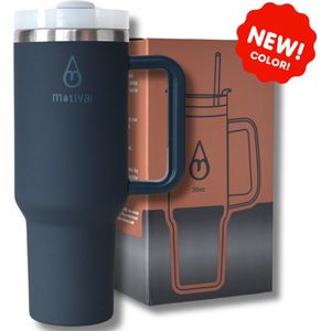 Tumbler Motivai® - Olifant Grijs - 40oz - Travel Cup - RVS Thermosbeker met Handvat en Rietje - Drinkbeker To Go - 1.2 Liter - Koffiebeker - Travel Mug - Thermosbeker - Thermosfles - Thermoskan