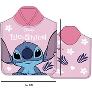 Disney Lilo & Stitch Poncho - Badponcho - Sneldrogend - Roze - 50x100 cm (uitgevouwen) - One Size (ongeveer 2-5 jaar)