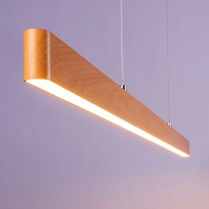 Minimalistische hanglamp Ami met geïntegreerde dimbare LEDs - houtoptiek