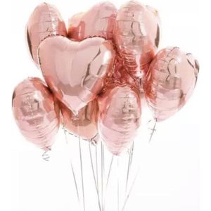 Ballon hart Rosé goud 45 cm (5 stuks) Valentijn folieballon - helium - hartjesballon