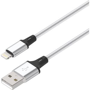 Lightning kabel geschikt voor Apple iPhone en iPad 1 meter | Gevlochten Datakabel Oplaadkabel | USB-A naar Lightning | Fastcharger Quickcharge Snelladen - Zilver LB111