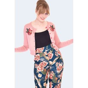 Voodoo Vixen - Flower Embroidered Cardigan - M - Roze